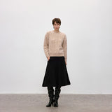 Brushed Cable Knit Cashmere Crewneck Sweater