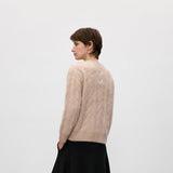 Brushed Cable Knit Cashmere Crewneck Sweater