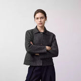Short Wool Blend Tweed Collar Coat