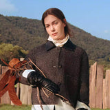Short Wool Blend Tweed Collar Coat