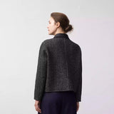 Short Wool Blend Tweed Collar Coat