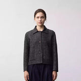Short Wool Blend Tweed Collar Coat